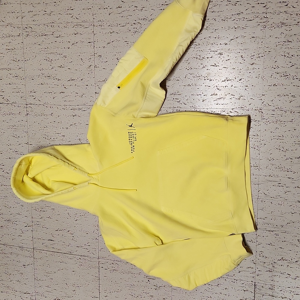 Jordan 23 Engineered Neon Yellow Full Graphic Fleece Pullover Hoodie Sweater
